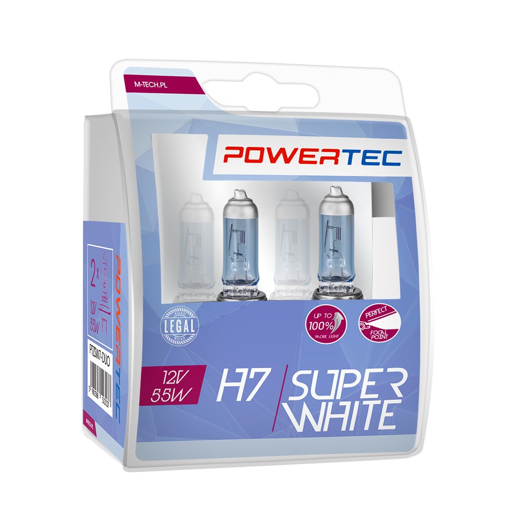 Mtech Powertec SuperWhite H7 bulbs 12V DUO