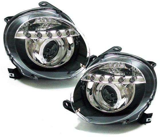 Headlights Fiat 500 black