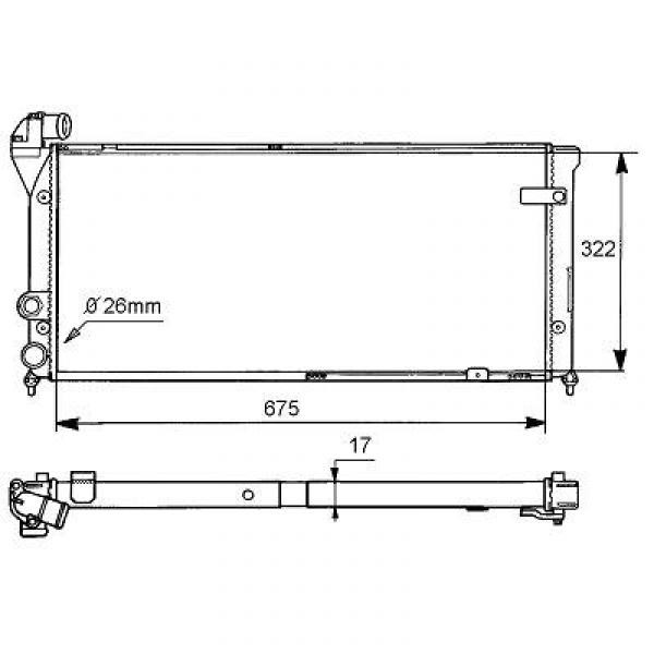 Radiator SEAT TOLEDO 09/93=>> 675X322 1.6/1.8/2.0/1.9 TDI +AC