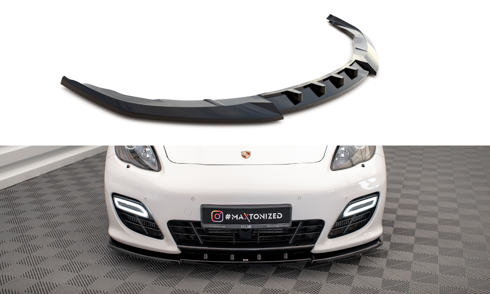 Voorspoiler V.1 Porsche Panamera Turbo 970 Maxton Glans Zwart