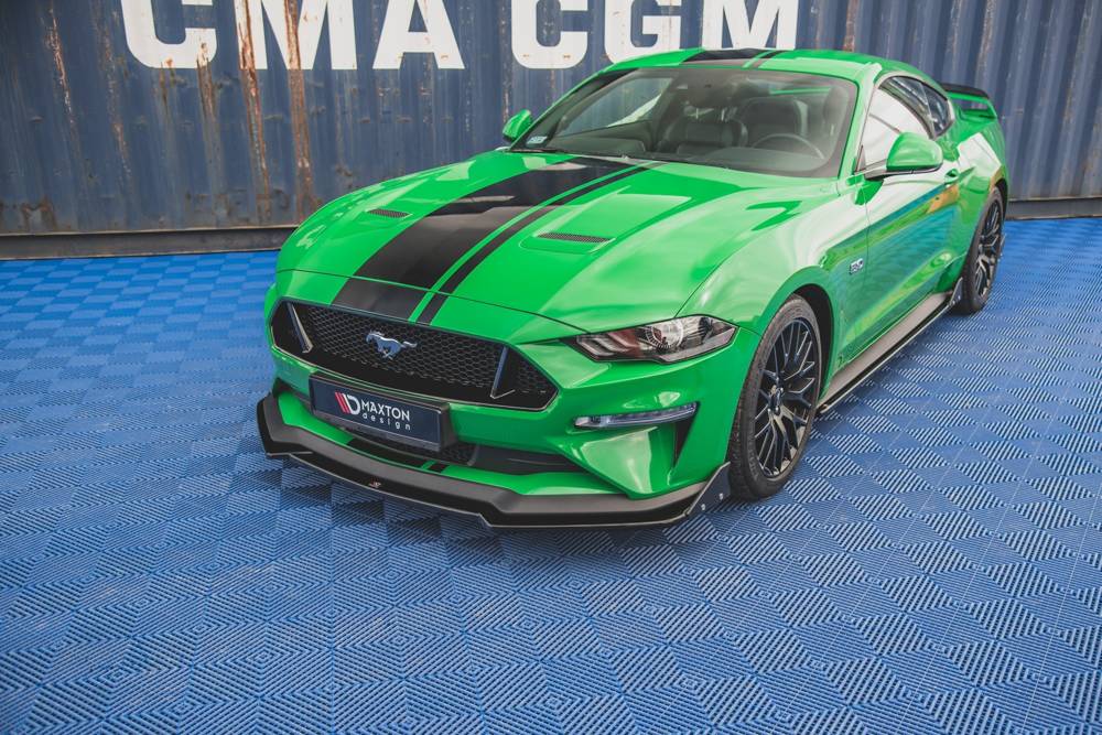 Voorspoiler V.1 met Canards Ford Mustang GT MK5 FL Maxton Glans Zwart
