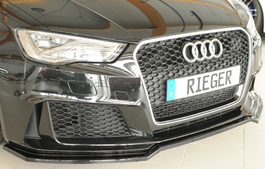 Voorspoiler Audi RS3 8V Sportback Rieger glans zwart