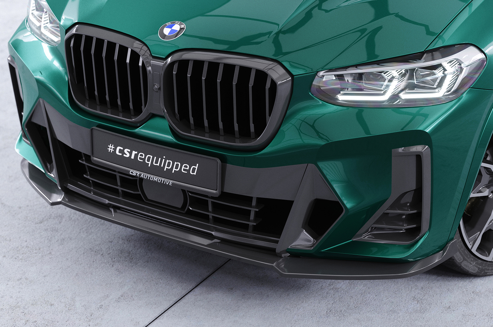 Voorspoiler BMW X3 G01 M pakket FL CSR Glans Zwart