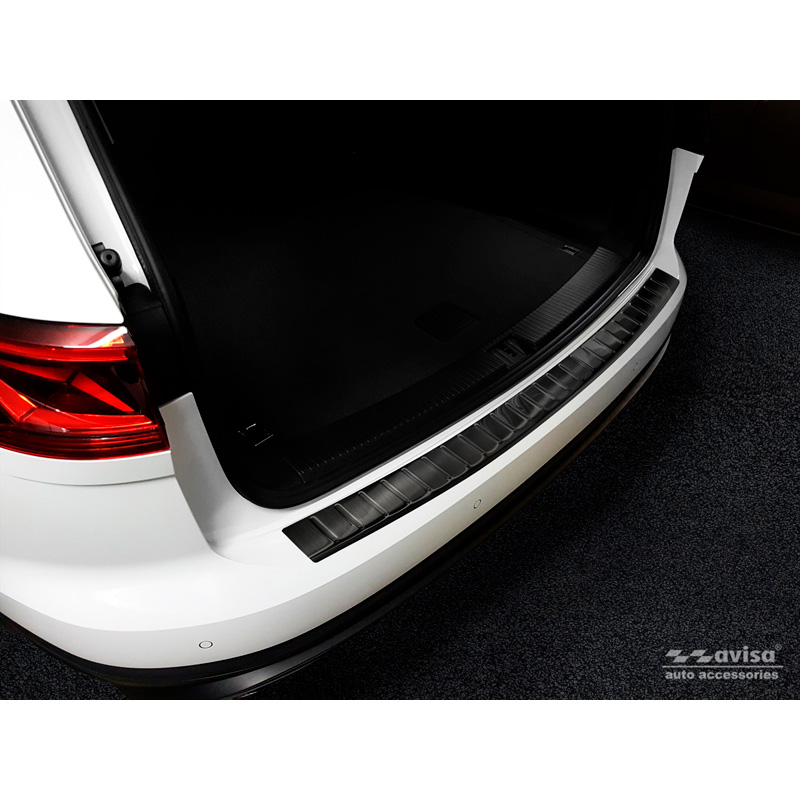Zwart RVS Achterbumperprotector  Volkswagen Touareg III (CR7) 2018- Incl. Facelift 'Ribs'
