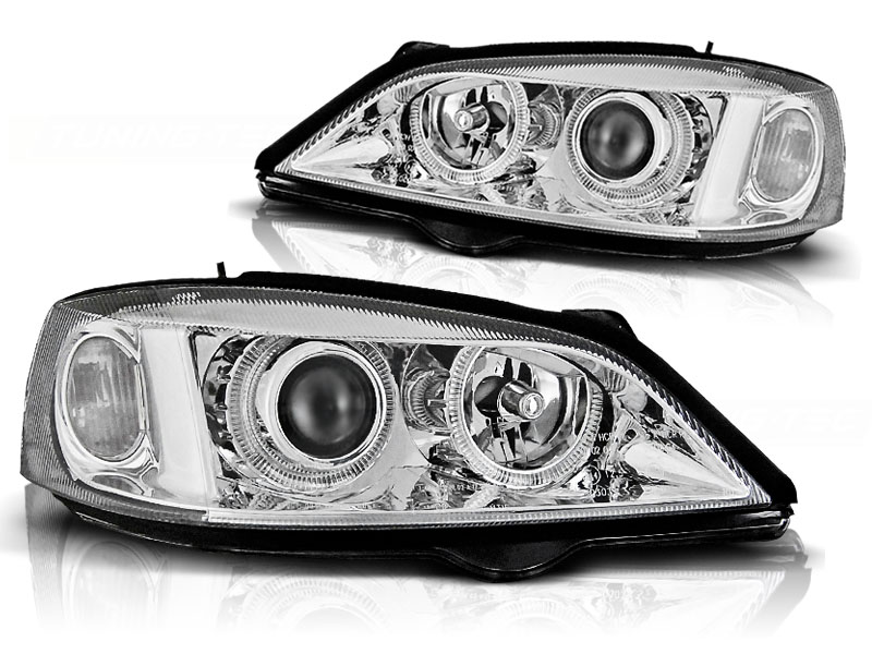 Faros Opel Astra G Angel Eyes cromo