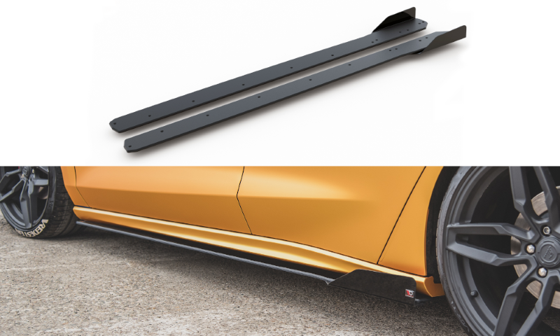 Duurzame Zijskirts Diffusers + Kleppen Ford Focus ST / ST-Line Mk4 (Racing) Glanzend Zwart