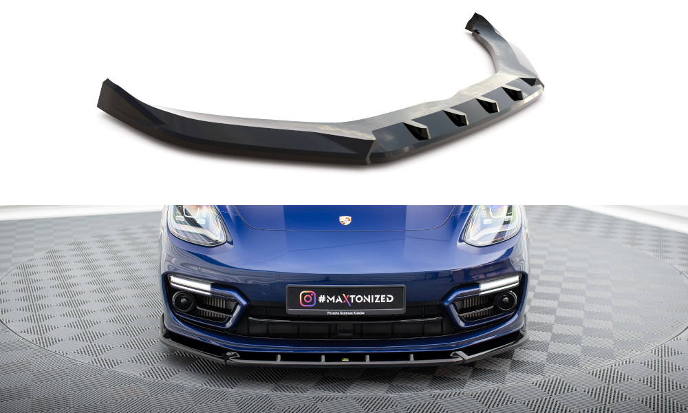 Voorspoiler V.2 Porsche Panamera E-Hybrid 971 Facelift  2020 - Maxton Glans Zwart