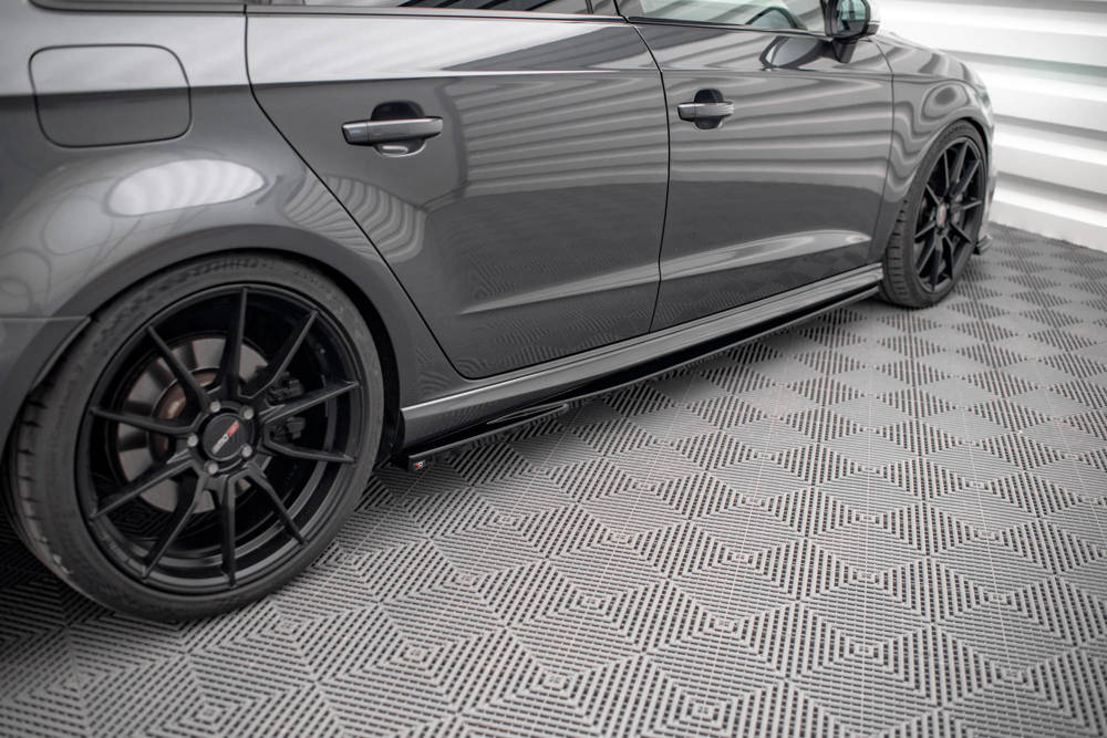 Zijskirts Audi S3 Sportback 8V FL Maxton Glans Zwart