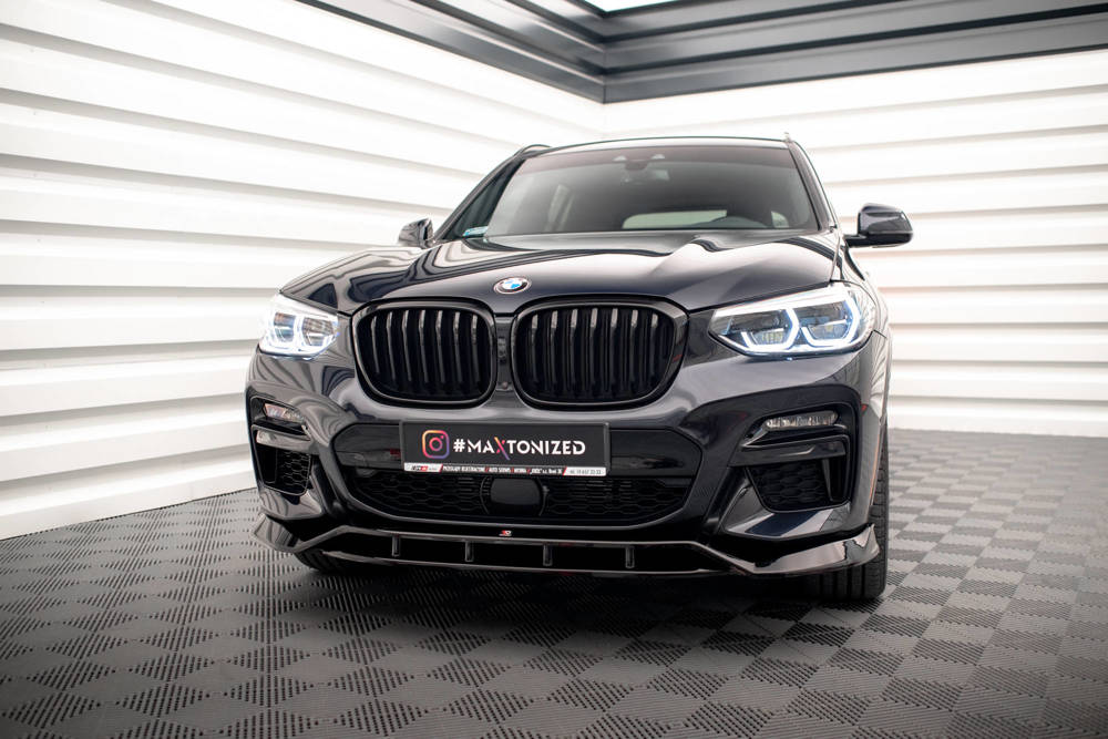 Voorspoiler V.2 BMW X3 M Pakket / M40D / M40i G01 Maxton Glans Zwart