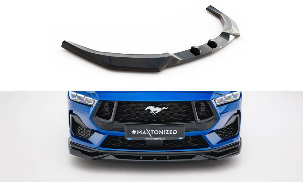 Voorspoiler V.2 Ford Mustang GT MK7 Maxton Glanzend zwart