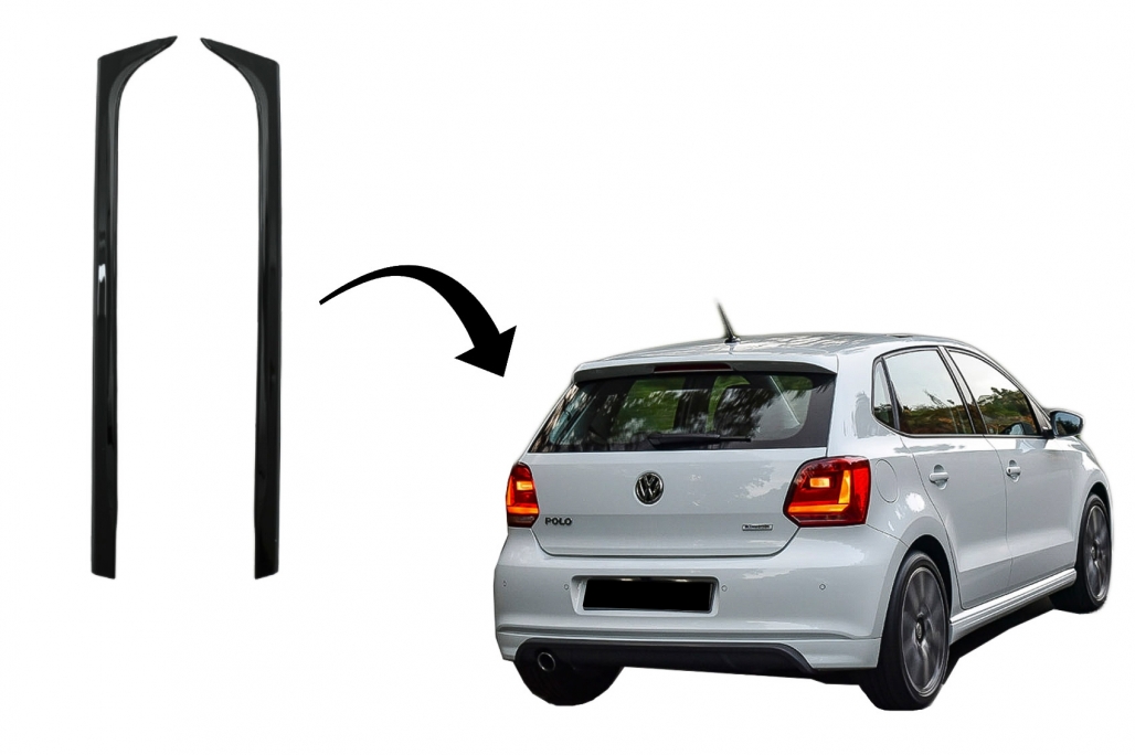 Raamspoilers Volkswagen Polo 6R 6C Glans Zwart