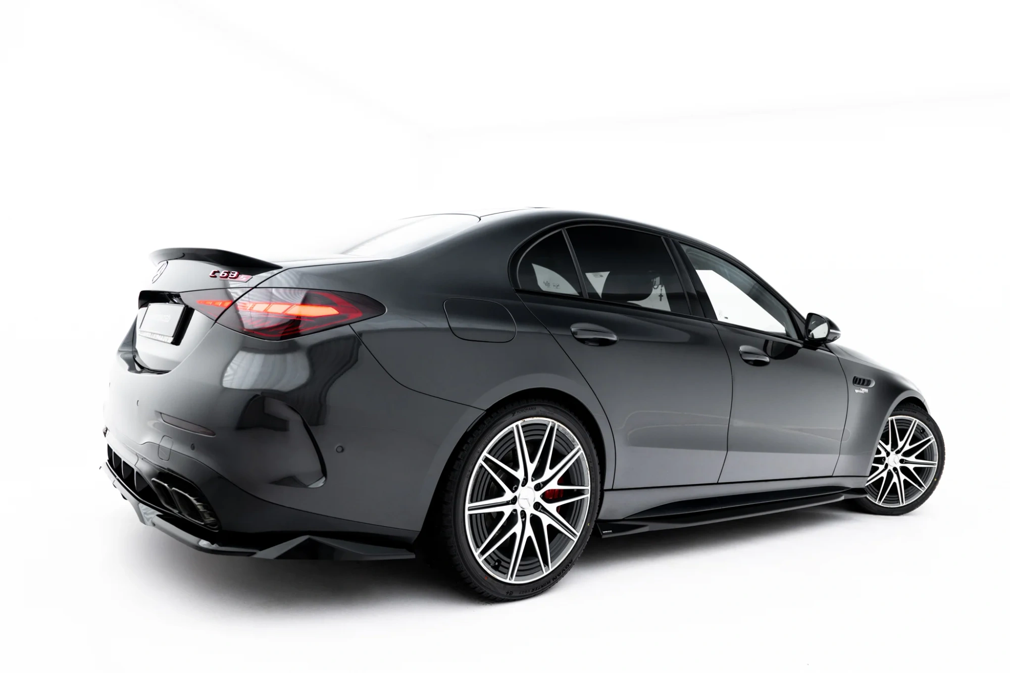 Zijskirts Mercedes C63 AMG W205 S205 Maxton Glans Zwart