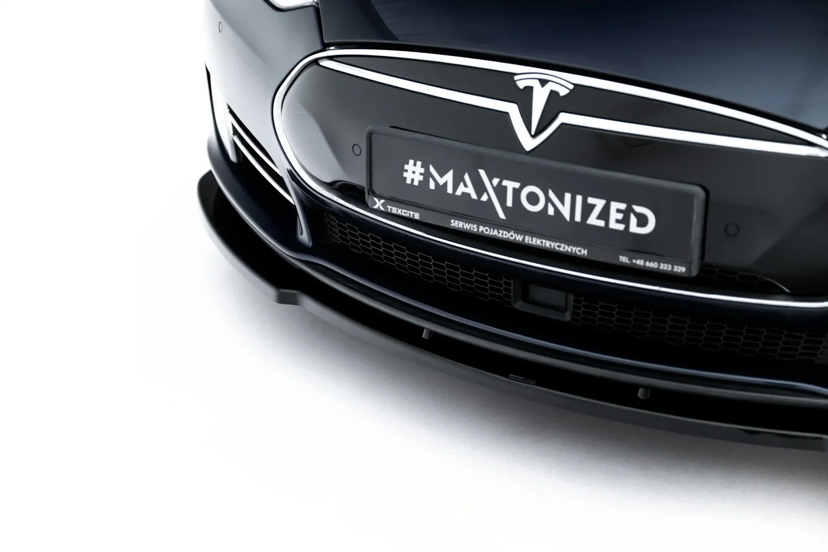 Voorspoiler V.2 Tesla Model S Mk1 Maxton Glans Zwart