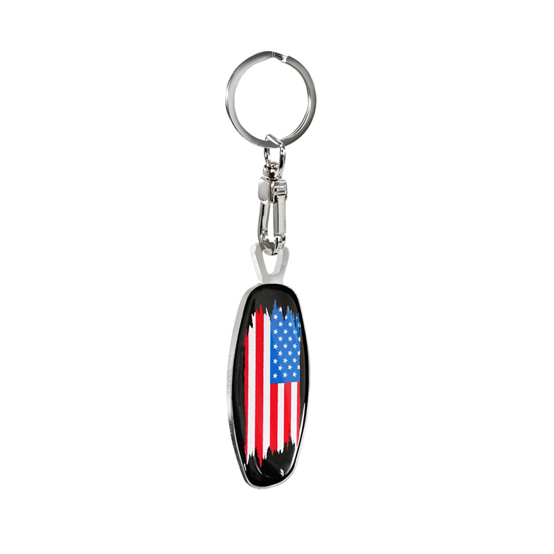 RVS sleutelhanger - Emblem/ Flag USA+PL