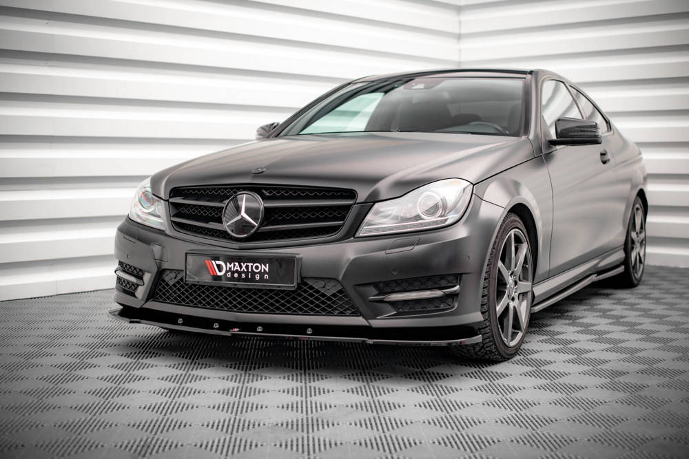 Voorspoiler V.2 Mercedes C Klasse Coupe AMG Pakket W204 Maxton Glans Zwart