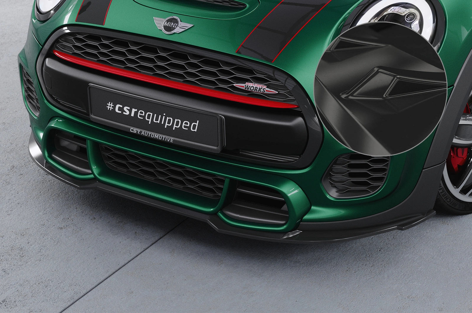 Voorspoiler Mini F55, F56, F57 JCW-Trim Glans Zwart (2018–2021 1. Facelift) CSR