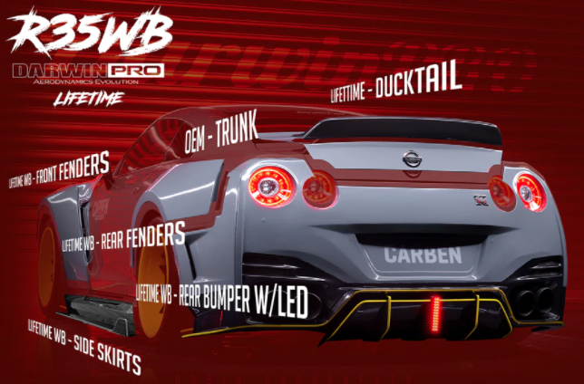 Nissan GTR R35 CBA/DBA/EBA BKSSII Style Deels Carbon Fiber Full Wide Body Kit 2008-2020