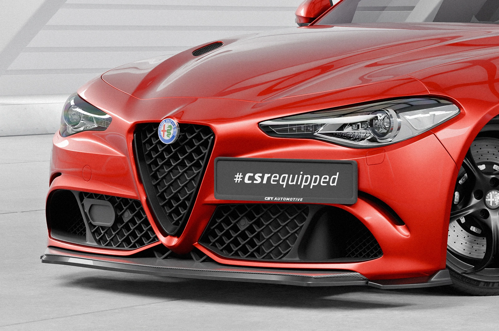 Voorspoiler Alfa Romeo Giulia Quadrifoglio glans zwart