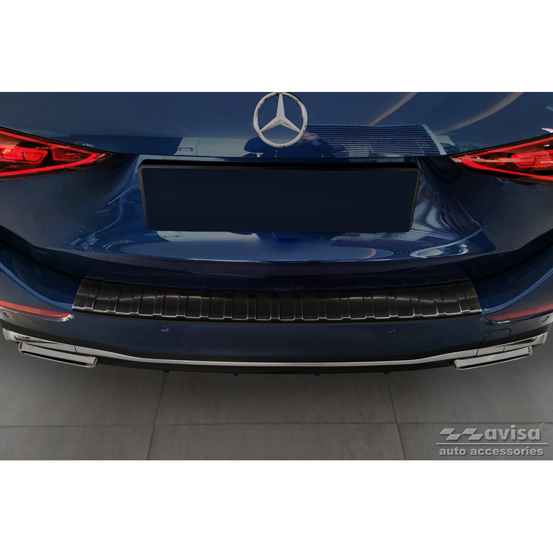 Zwart RVS Achterbumperprotector  Mercedes C-Klasse AMG Estate S206 2021- 'Ribs'