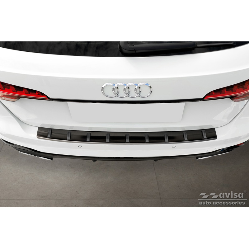 Zwart RVS Achterbumperprotector  Audi A4 Avant B9 (incl. S-Line) 2015-2019 & Facelift 2019- 'STRONG EDITION'
