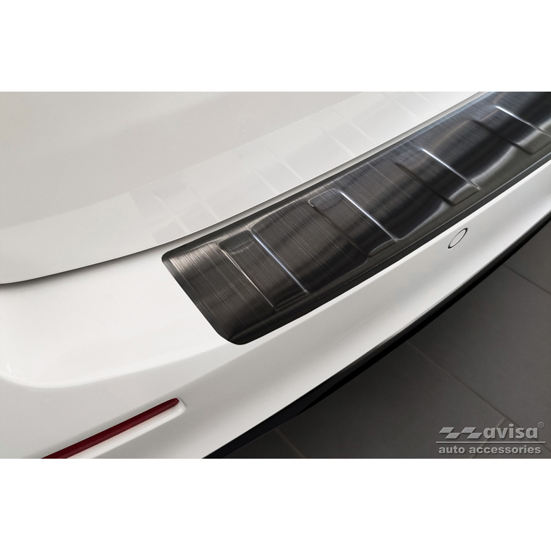 Zwart RVS Achterbumperprotector  BMW 5-Serie G31 Touring Facelift 2020-2024 excl. M-Sport 'Ribs'