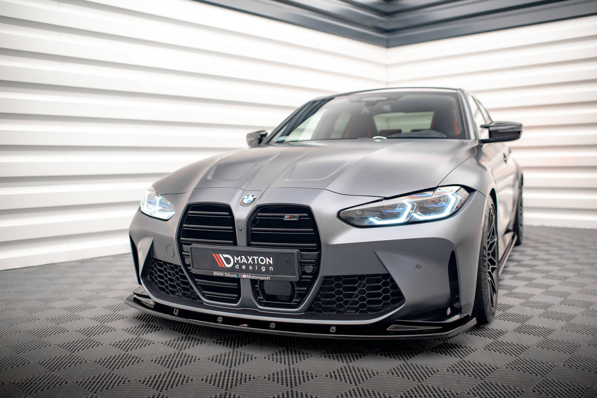 Voorspoiler V.1 BMW M3 Sedan / Touring G80 / G81 Maxton Glanzend zwart