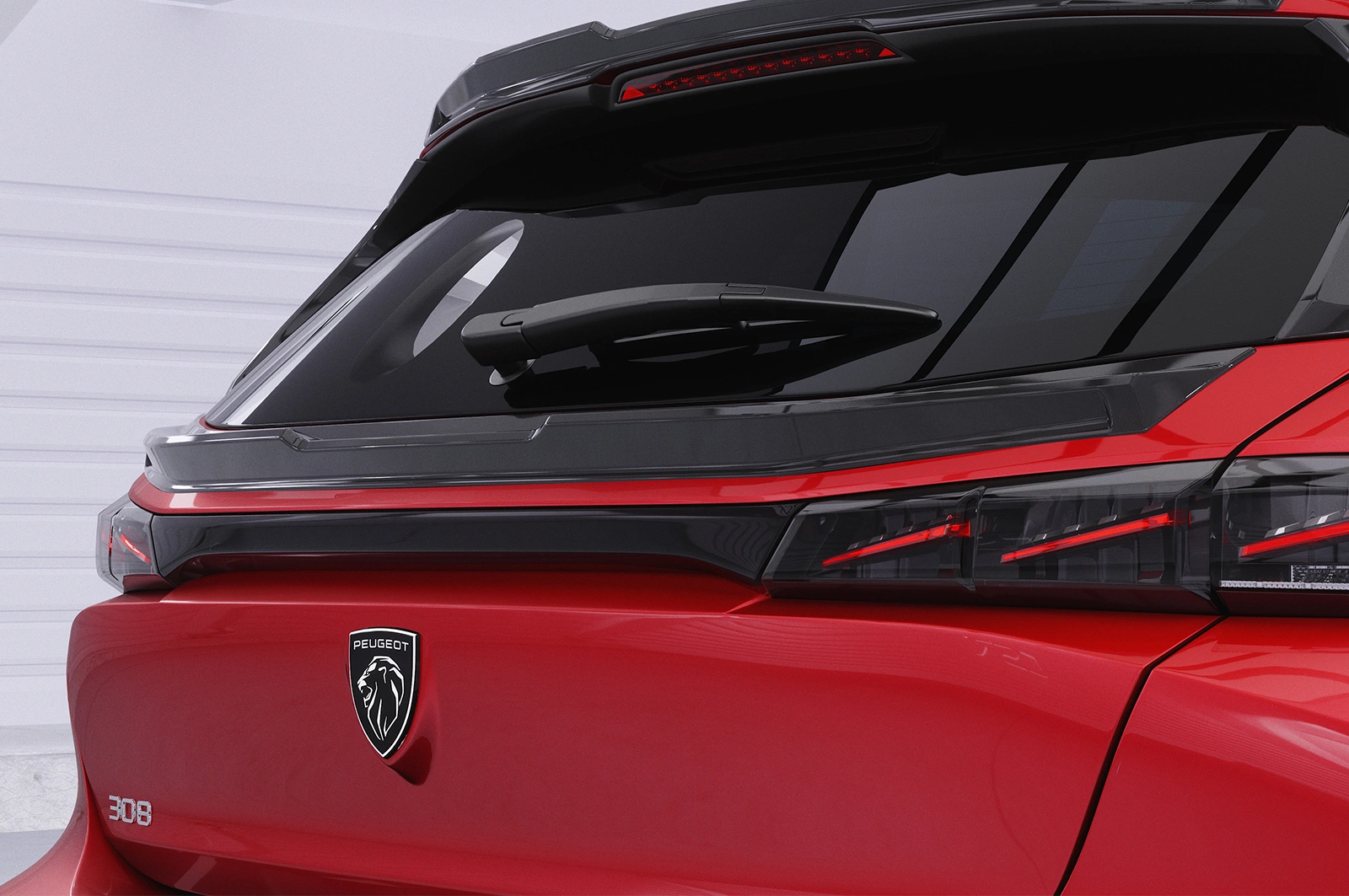 Achterspoiler Peugeot 308 (P51) glans zwart
