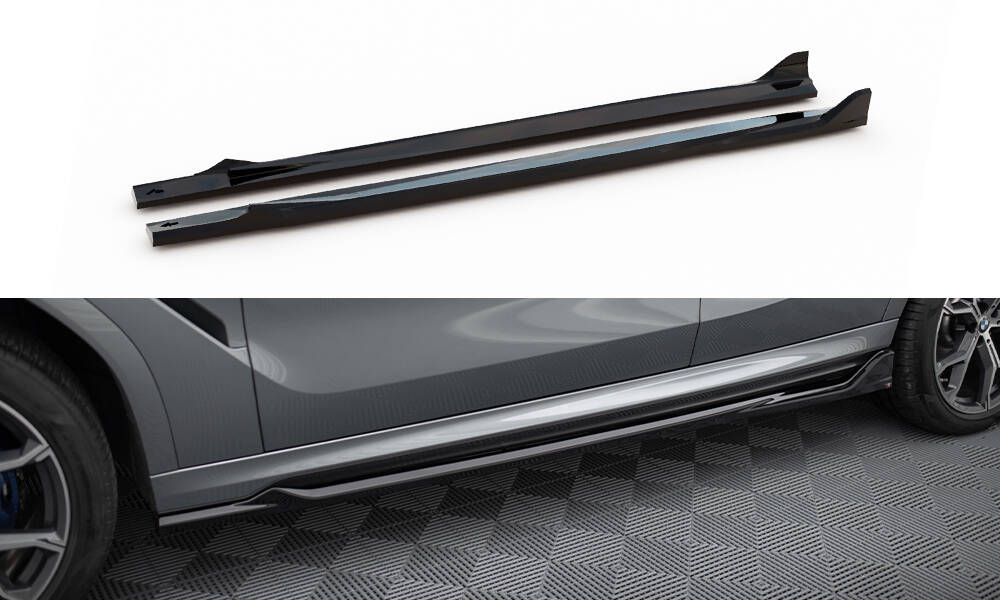Zijskirts V.1 BMW X6 M-pakket G06 FL Maxton Glans Zwart