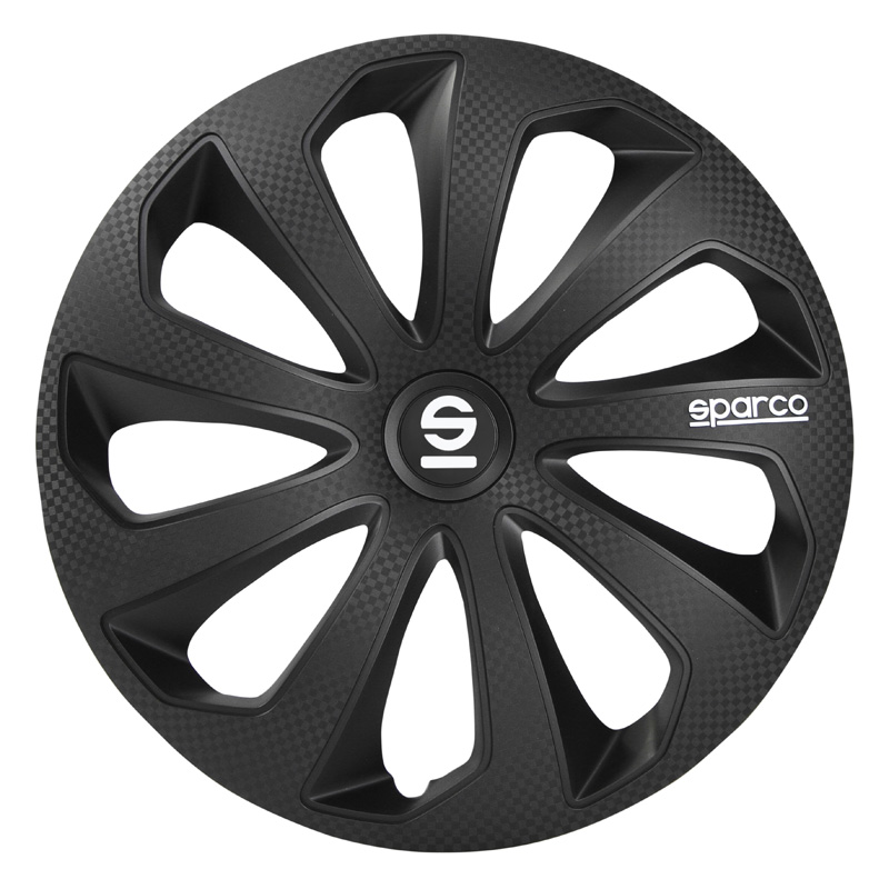 Sparco Wieldoppen Sicilia - 16-inch - Zwart/Carbon - Set van 4 stuks