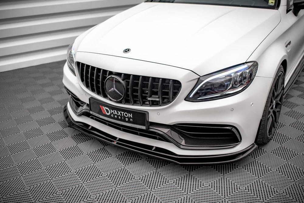 Voorspoiler V.3 Mercedes AMG C63 Coupe W205 FL Maxton Glans Zwart