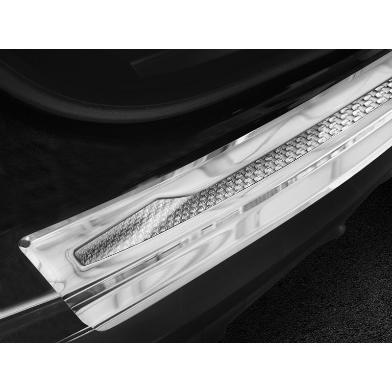 RVS Achterbumperprotector 'Deluxe'  Porsche Cayenne III 2017- 'Performance' Zilver/Zilver Carbon