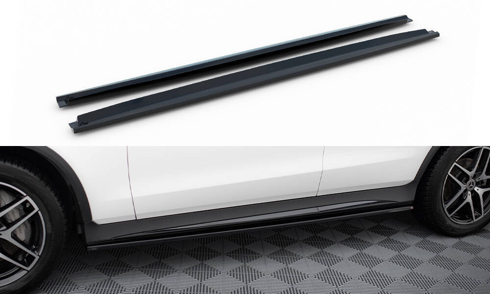 Zijskirts Mercedes GLC AMG Pakket X253 Maxton Glans Zwart