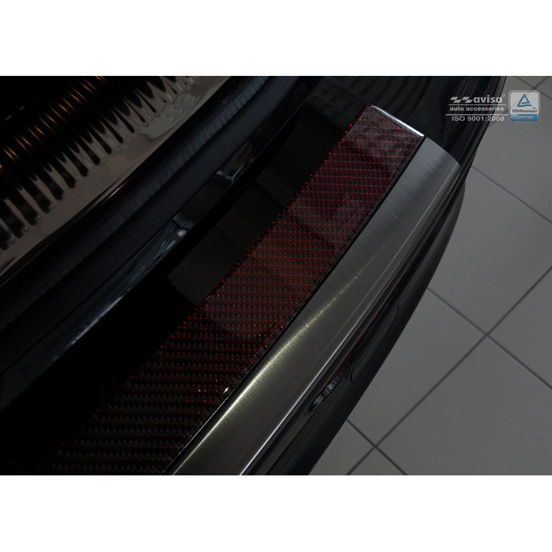 RVS Achterbumperprotector 'Deluxe'  Audi Q5 2008-2016 Zwart/Rood-Zwart Carbon