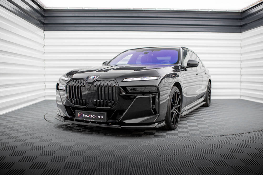 Voorspoiler V.1 BMW 7 Serie G70 M Pakket & M760E Maxton Glans Zwart