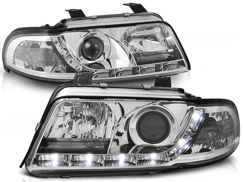 Faros Audi A4 99-01 cromo + Luz de marcha diurna