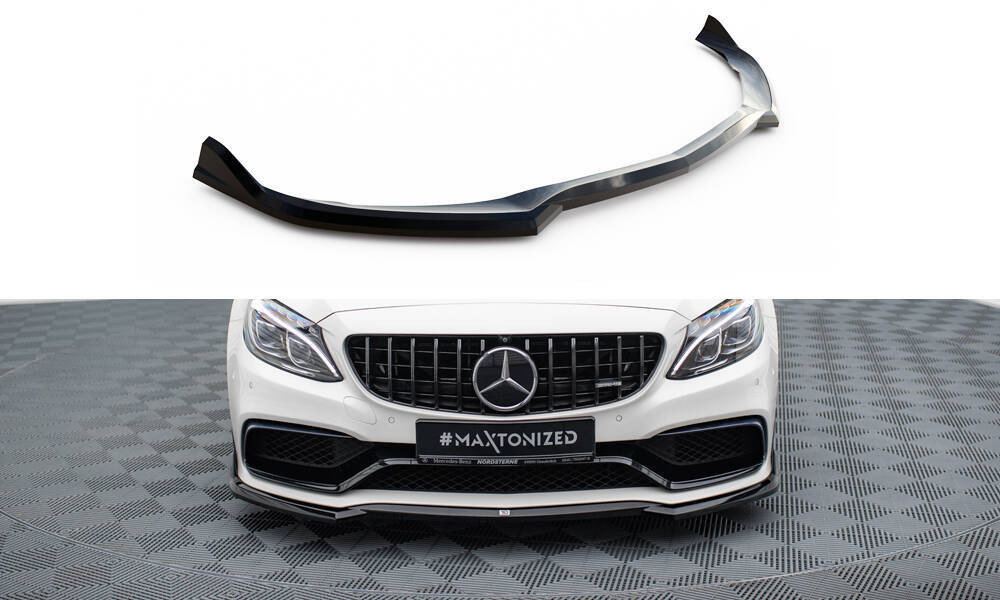 Voorspoiler Mercedes C63 AMG W205 S205 Maxton Glans Zwart V.2