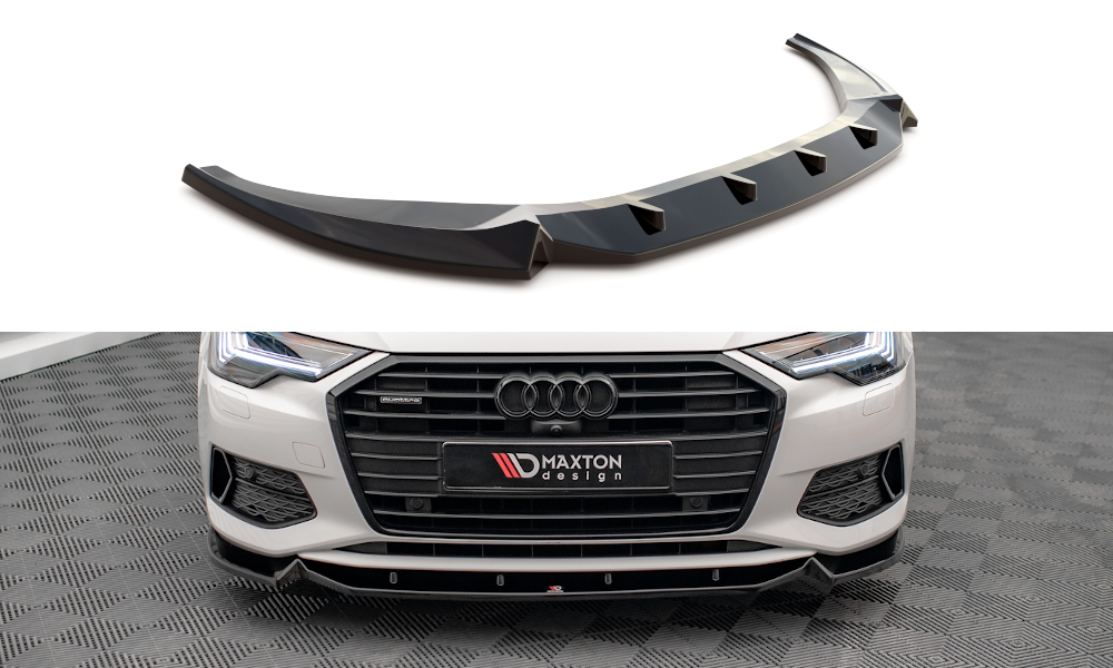 Voorspoiler V.2 Audi A6 C8 Maxton Glans Zwart