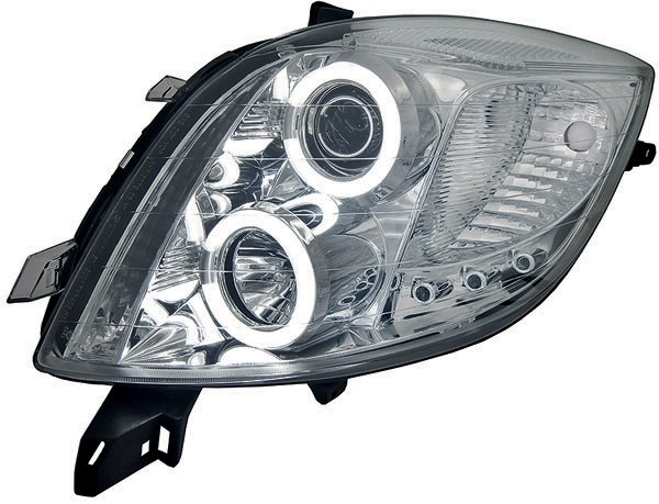 Faros Toyota Yaris Angel Eyes clear chome 06-09