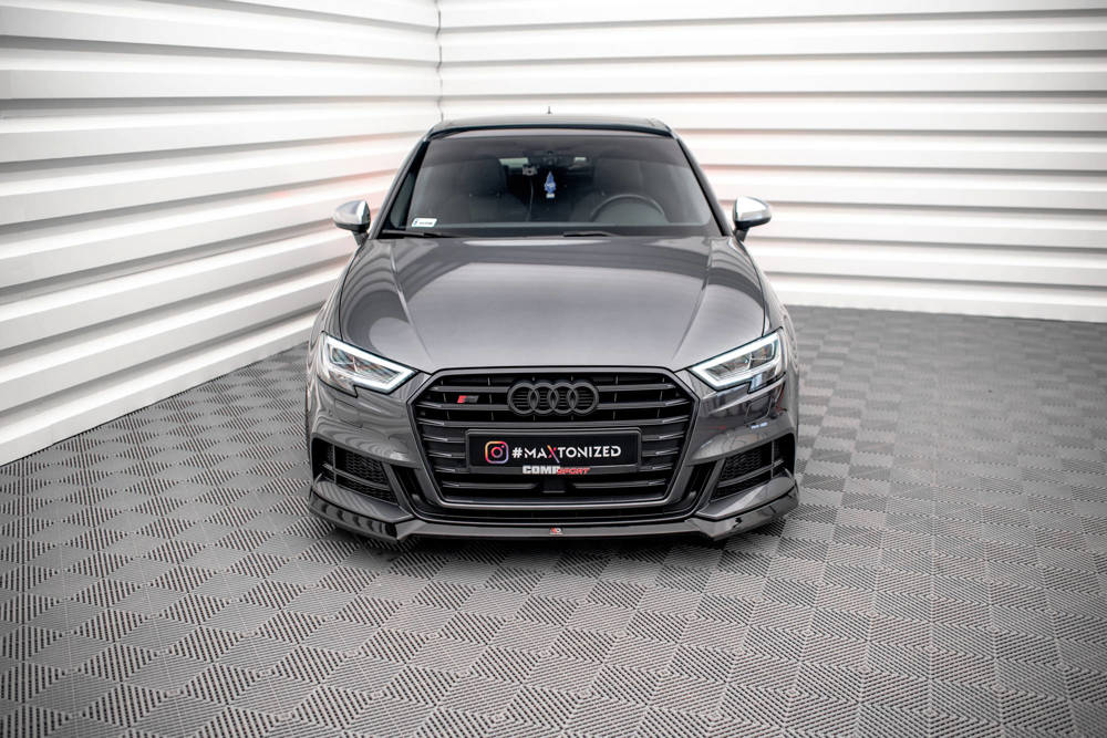 Voorspoiler V.3 Audi S3 Sportback 8V FL Maxton Glans Zwart