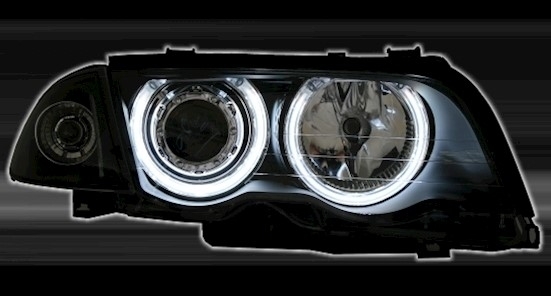 Headlights BMW E46 4drs Angel Eyes Ice CCFL