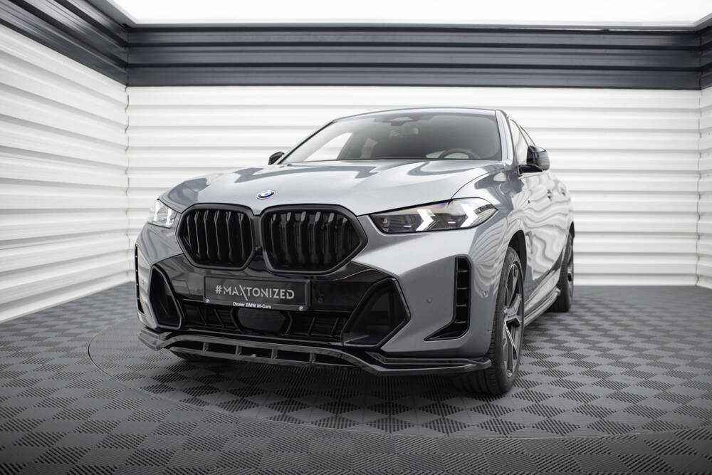 Voorspoiler V.1 BMW X6 M-pakket G06 FL Maxton Glans Zwart