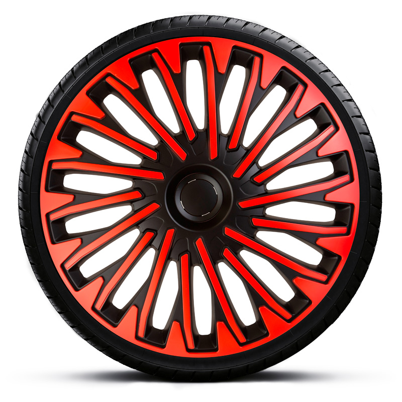 4-Delige Wieldoppenset Soho 15-inch zwart/rood