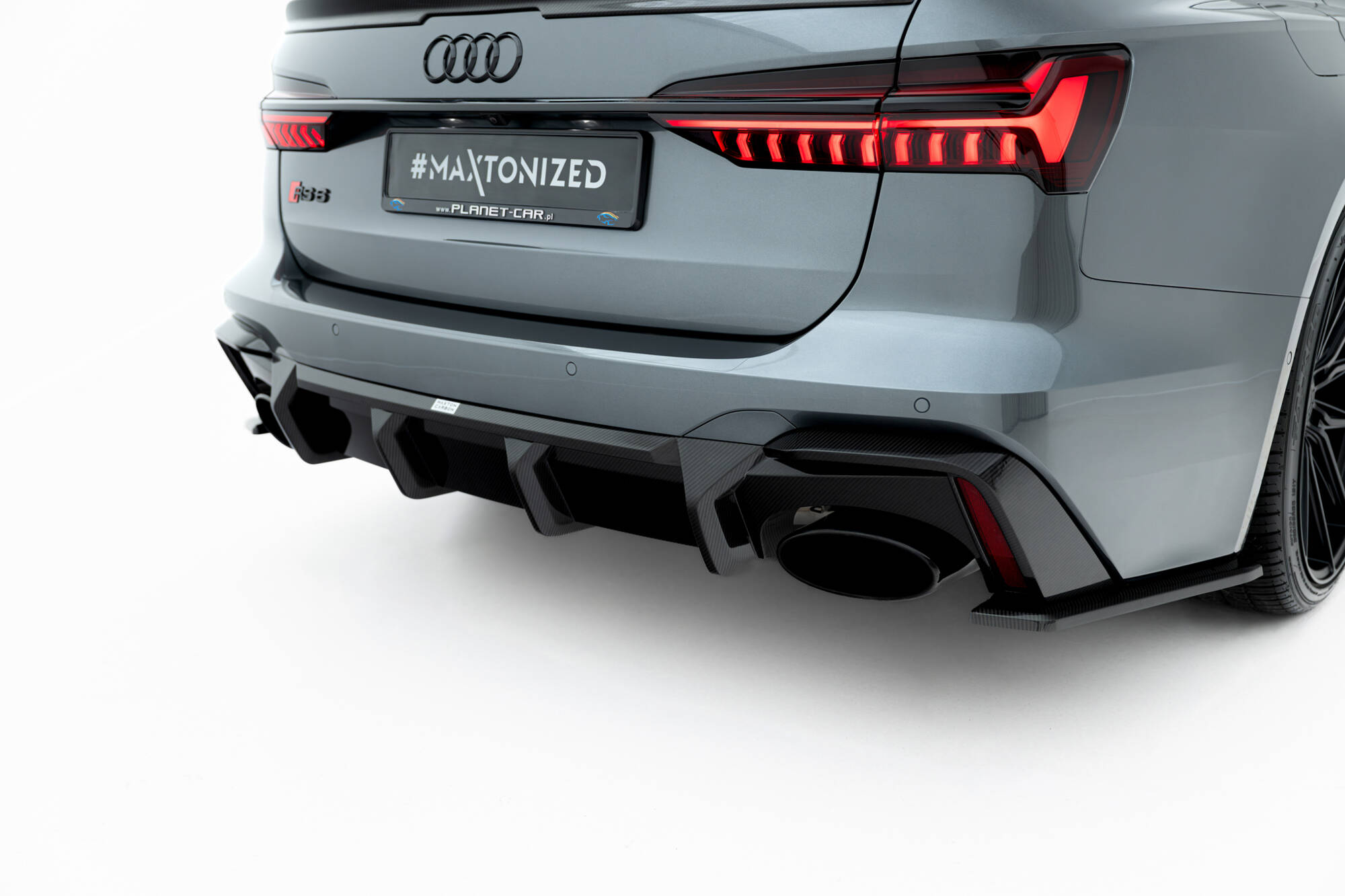 Carbon Fiber Achter Diffuser Audi RS6 C8 Maxton Glanzend zwart