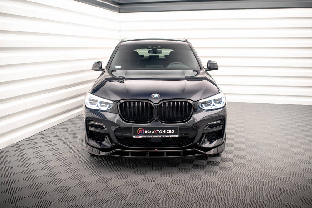 Voorspoiler V.2 BMW X3 M Pakket / M40D / M40i G01 Maxton Glans Zwart