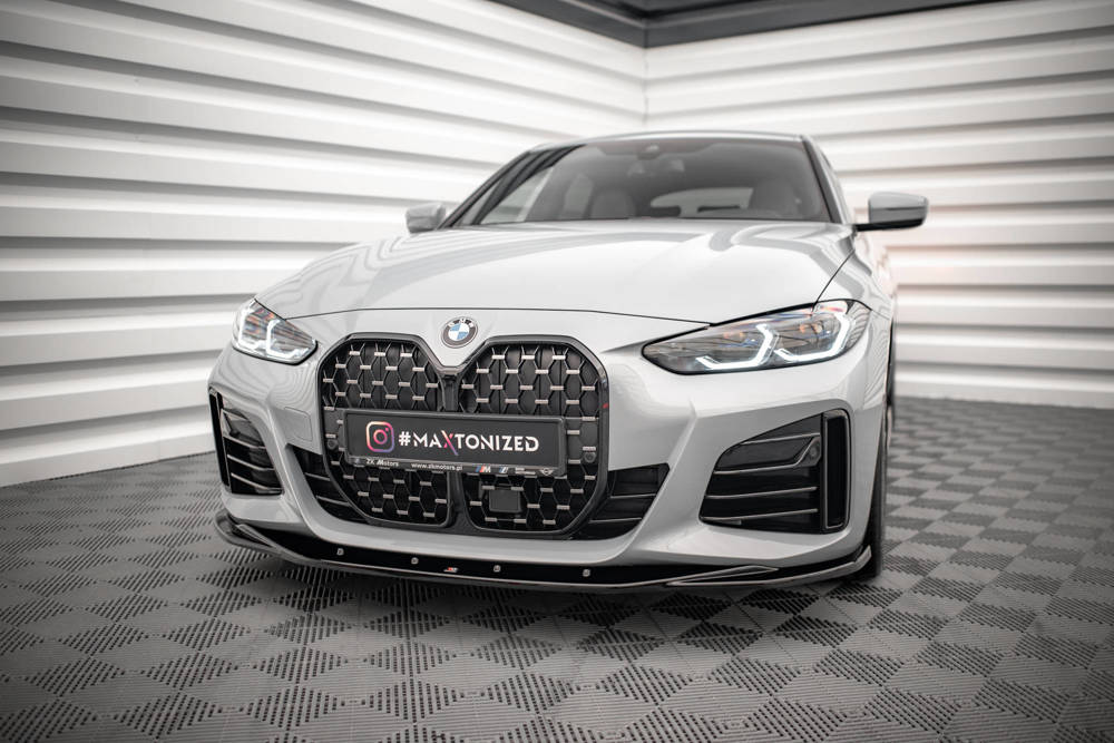 Voorspoiler V.3 BMW 4 Serie & i4 Gran Coupe M Pakket G26 Maxton Glans Zwart