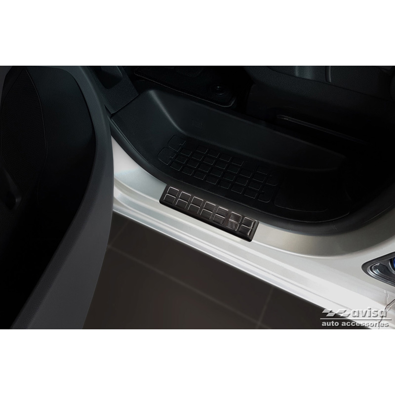 Zwart RVS Instaplijsten  Citroën Jumpy & Spacetourer / Peugeot Expert & Traveller / Toyota Proace 2016- / Opel Vivaro / Zafira Life 2019- / Fiat Scudo & Ulysse 2022- - 'Rectangles' - 2-delig voorportieren