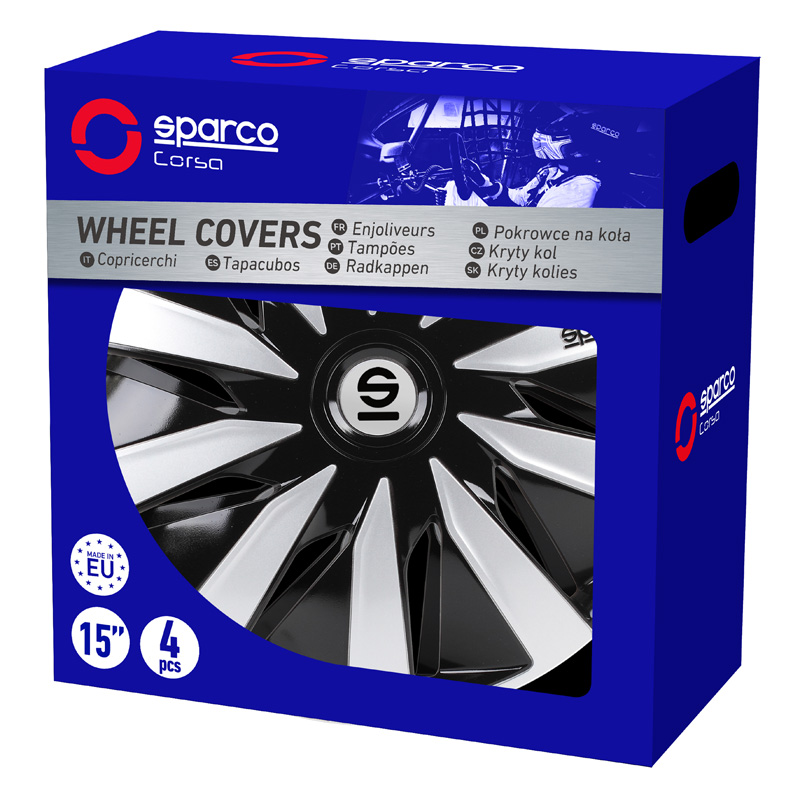 4-Delige Sparco Wieldoppenset Lazio 13-inch zwart/zilver