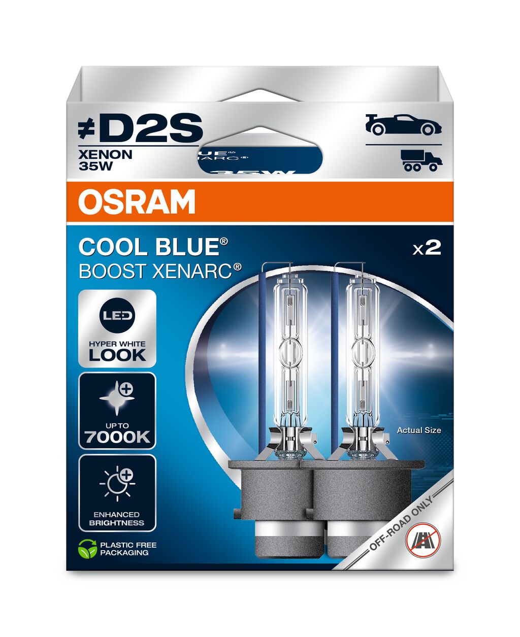 D2S Xenon lampen Osram Cool Blue Boost 7000k 35w DUO
