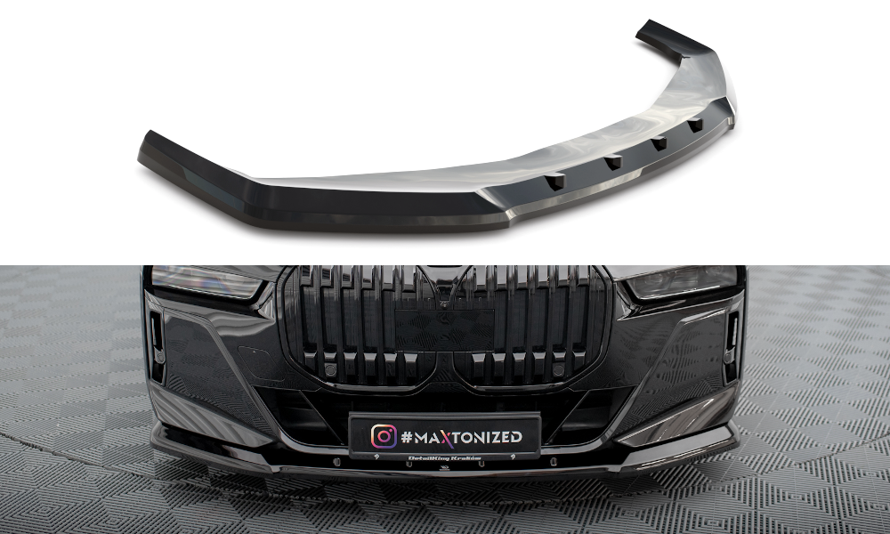 Voorspoiler V.1 BMW 7 Serie G70 M Pakket & M760E Maxton Glans Zwart