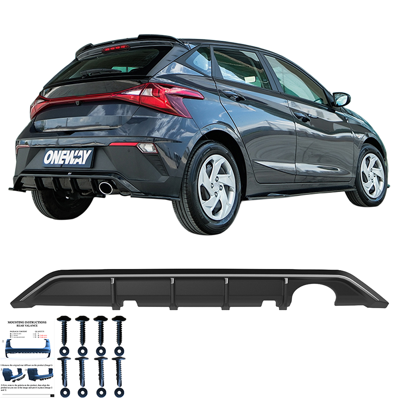 Oneway Achterbumperskirt (Diffuser)  Hyundai i20 III (BC3) Facelift 2023- - Glanzend zwart